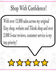 a speech bubble containing text, with a 5-star rating and a 5-star review visible below it.